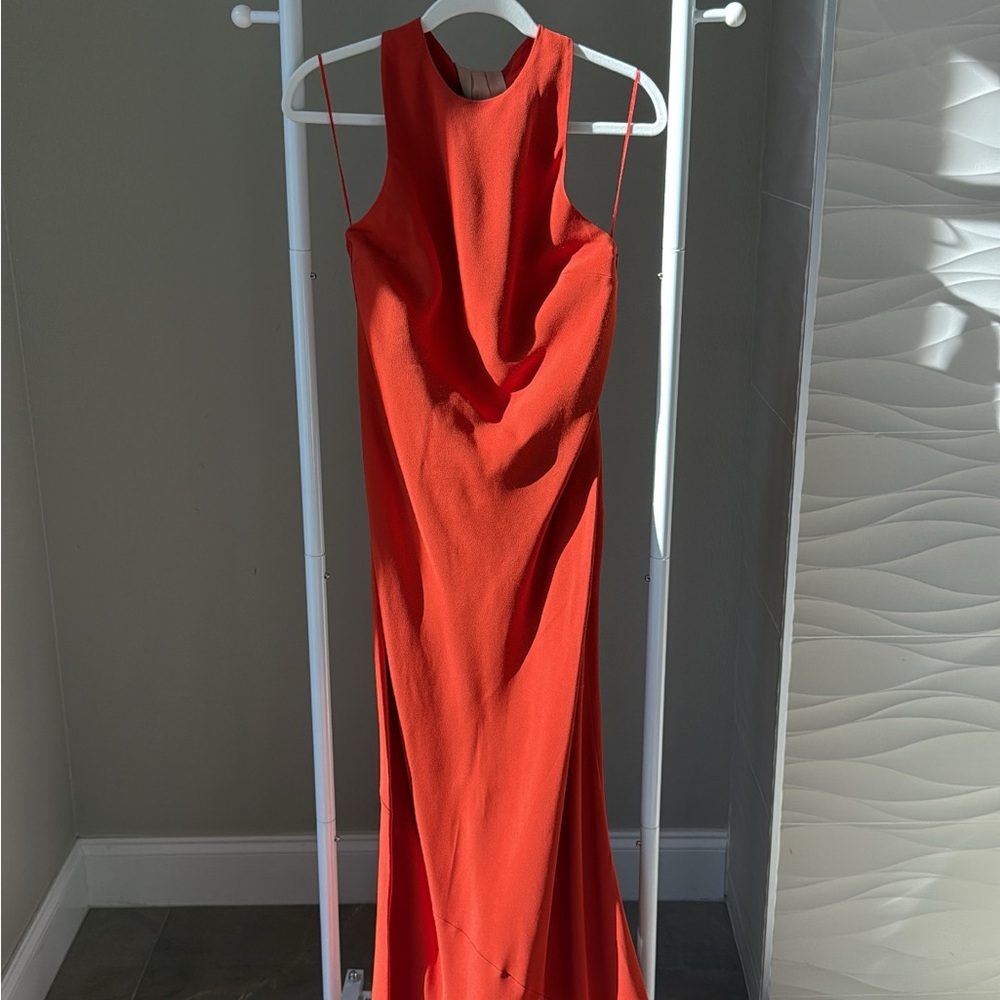 SOLD NWT Elegant Sleeveless Halter Orange Dress